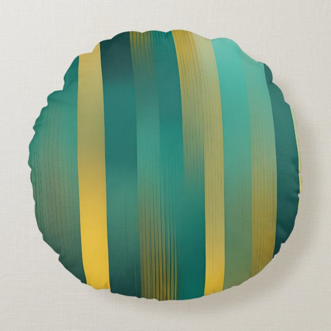 Greenery Stripes AI art  Round Pillow (Front)