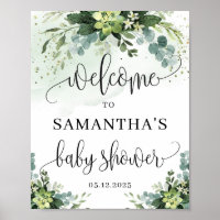 Greenery succulent baby shower welcome sign