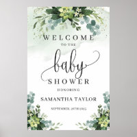 Greenery succulent baby shower welcome sign