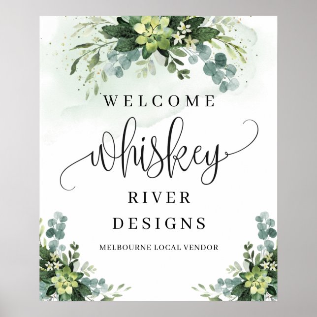 Greenery succulent bridal shower welcome sign (Front)