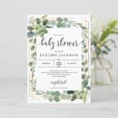Greenery succulent floral boho baby shower invitation (Standing Front)