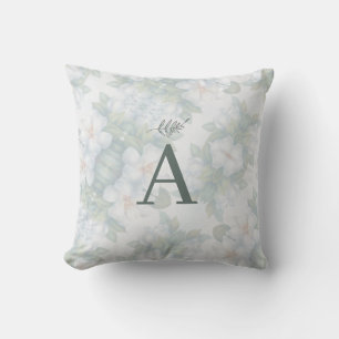 Greenery Succulent Leaf Mint Watercolor Botanical Outdoor Pillow