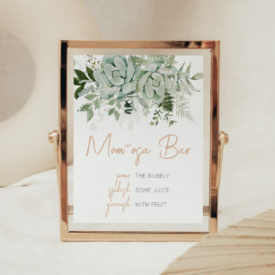 Greenery Succulents Baby Shower Mom Osa Bar Poster