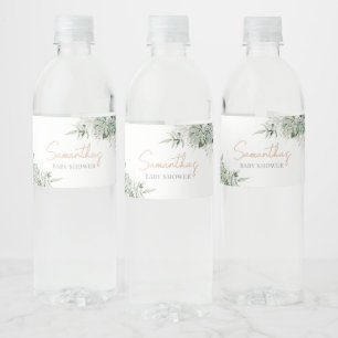 Greenery Succulents Baby Shower Water Bottle Label
