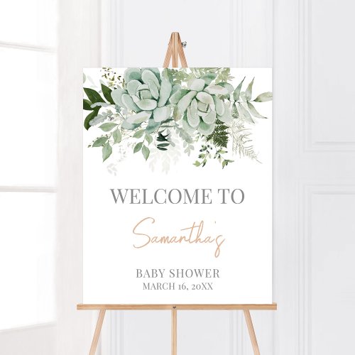 Greenery Succulents Baby Shower Welcome Poster