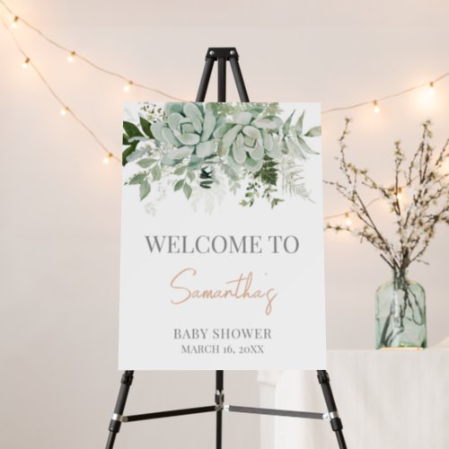 Greenery Succulents Baby Shower Welcome Sign