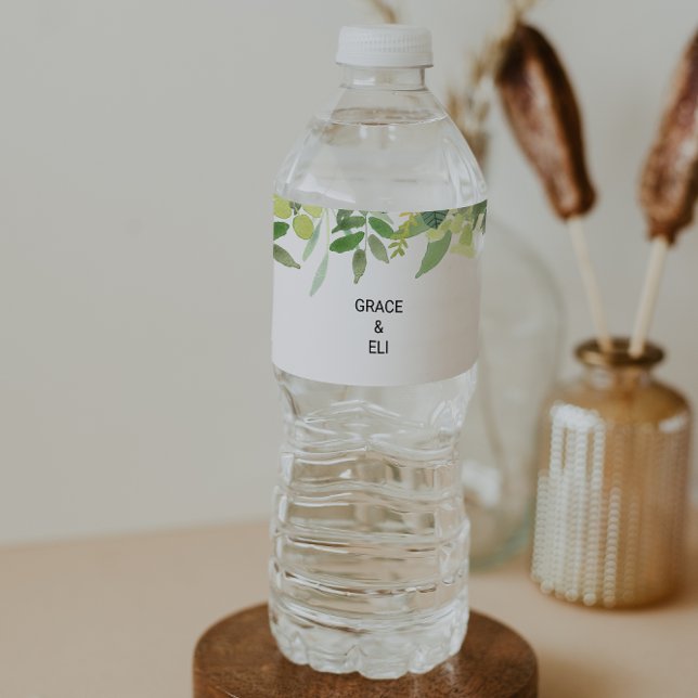 Greenery Summer Destination Water Bottle Label (Creator Uploaded)