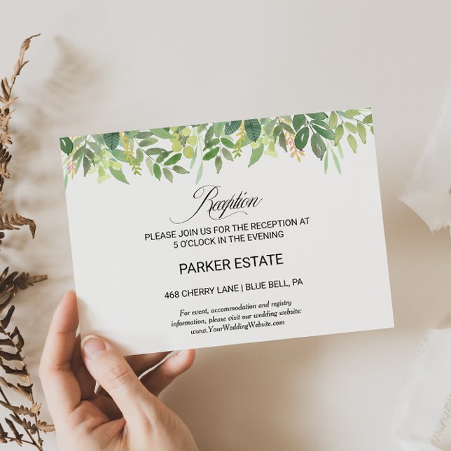 Greenery Summer Destination Wedding Reception Card (Creator Uploaded)