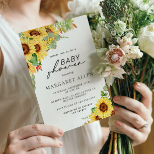 Greenery Sunflower Baby Shower Invitation
