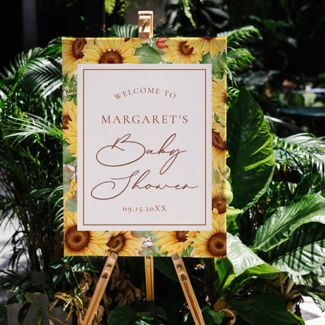 Greenery Sunflower Baby Shower Welcome Foam Board (Creator Uploaded)