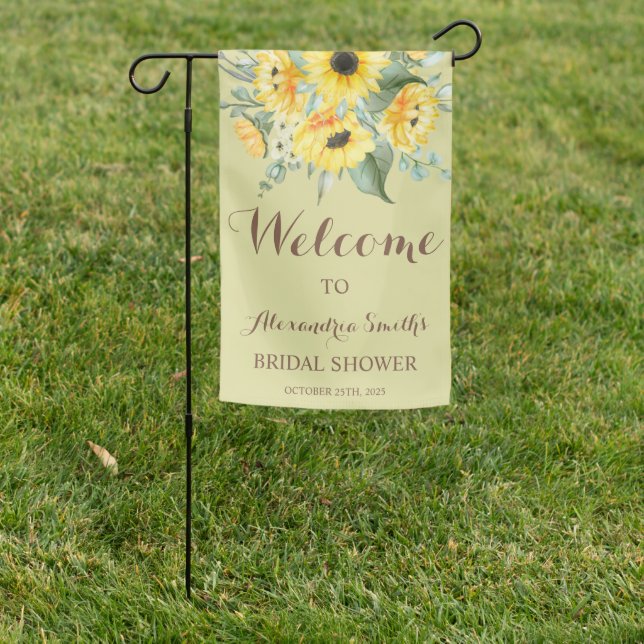 Greenery Sunflower Bridal Shower Garden Flag (In SItu)