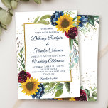 Greenery Sunflower Floral Gold Glitter Wedding Invitation<br><div class="desc">Greenery Sunflower Floral Gold Glitter Wedding Invitation</div>