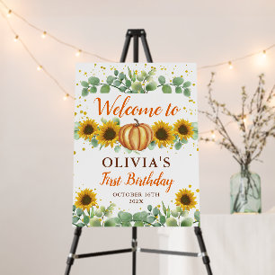 Greenery Sunflower Pumpkin Autumn Birthday Welcome Foam Board