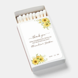 Greenery Sunflower Wedding Thank You  Matchboxes