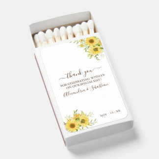 Greenery Sunflower Wedding Thank You Matchboxes