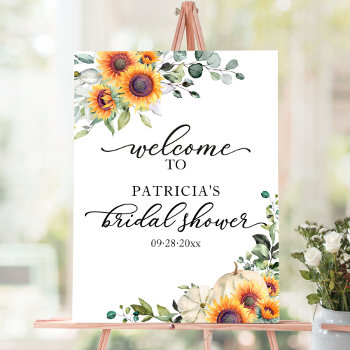 Greenery Sunflowers Bridal Shower Welcome Sign by StampsbyMargherita at Zazzle
