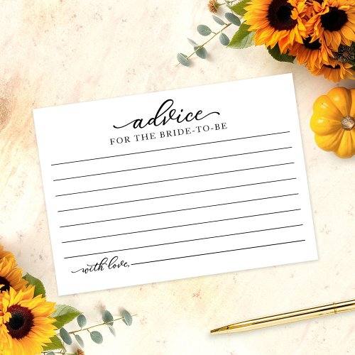 Greenery Sunflowers Fall Bridal Shower Advice Card