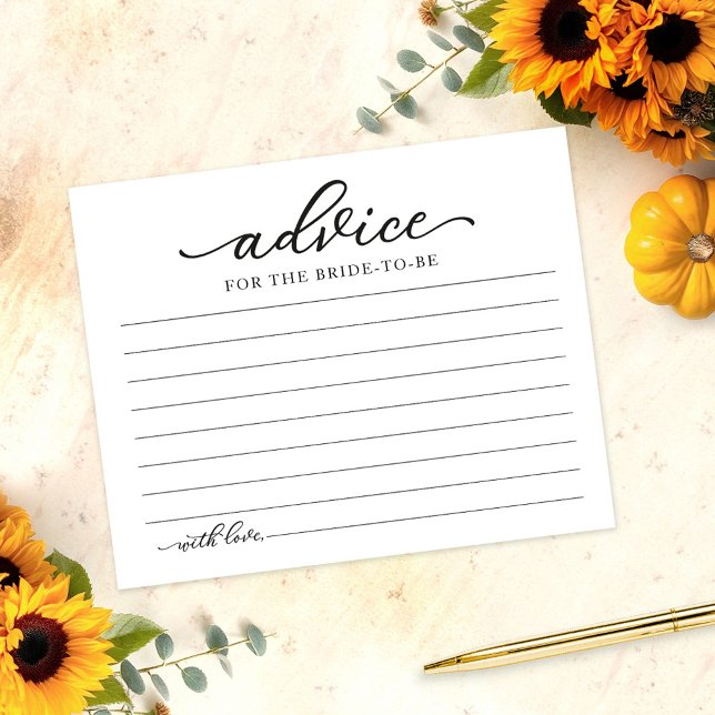 Greenery Sunflowers Fall Bridal Shower Advice Card (Creator Uploaded)