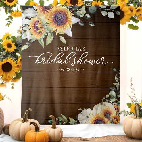 Greenery Sunflowers Fall Bridal Shower Backdrop