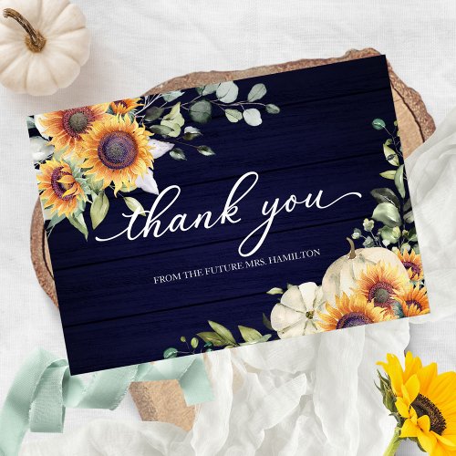 Greenery Sunflowers Fall Bridal Shower Thank You I Invitation