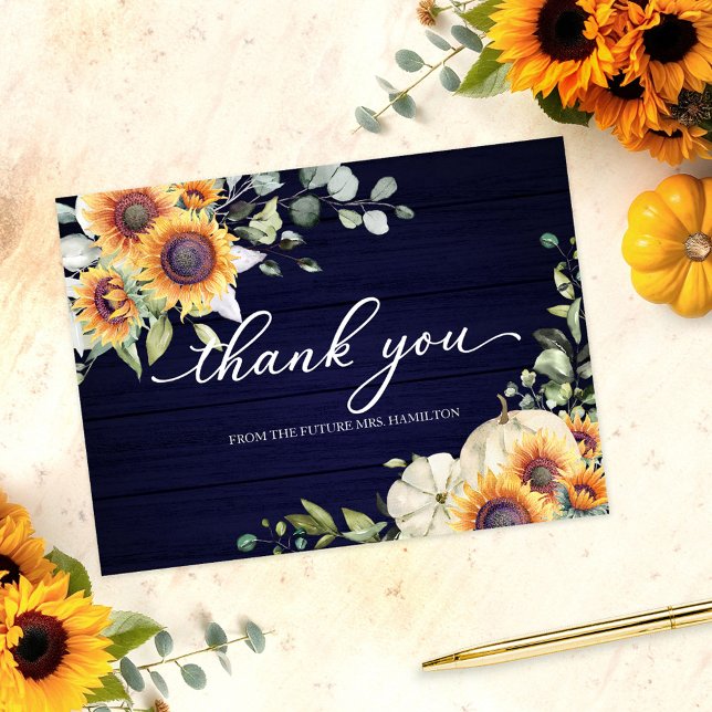 Greenery Sunflowers Fall Bridal Shower Thank You  Postcard (Creator Uploaded)