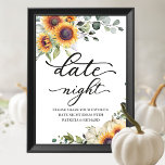 Greenery Sunflowers Fall Date Night Jar Sign<br><div class="desc">Lovely greenery sunflowers, watercolor pumpkin fall-themed bridal shower date night ideas sign. Easy to personalize with your details. Please get in touch with me via chat if you have questions about the artwork or need customization. PLEASE NOTE: For assistance on orders, shipping, product information, etc., contact Zazzle Customer Care directly...</div>