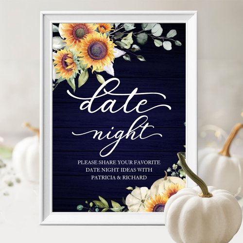 Greenery Sunflowers Fall Date Night Jar Sign