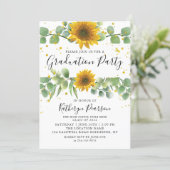 Greenery Sunflowers Graduation Party Invitation (Standing Front)