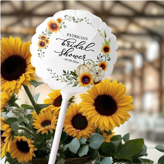 Greenery Sunflowers Pumpkin Fall Bridal Shower Balloon (Creator Uploaded)
