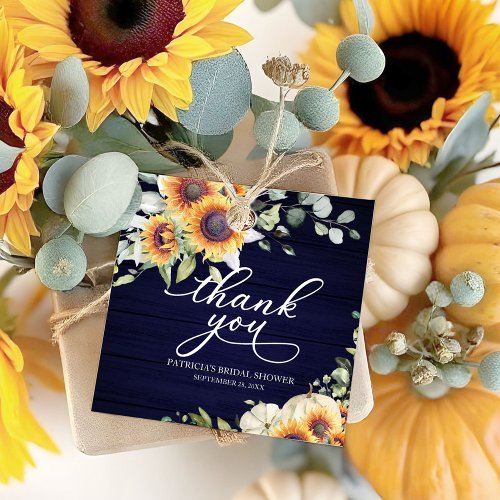 Greenery Sunflowers Pumpkin Fall Bridal Shower Fav Favor Tags