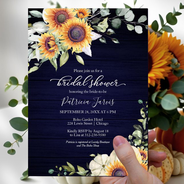 Greenery Sunflowers Pumpkin Fall Bridal Shower Invitation (Creator Uploaded)
