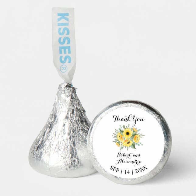 Greenery Sunflowers Wedding Hershey®'s Kisses® (Front)