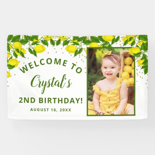 Greenery Sweet Lemon Birthday Welcome Photo  Banner