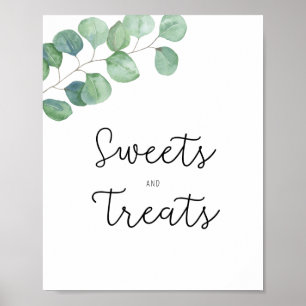 Greenery - sweets and treats baby shower poster