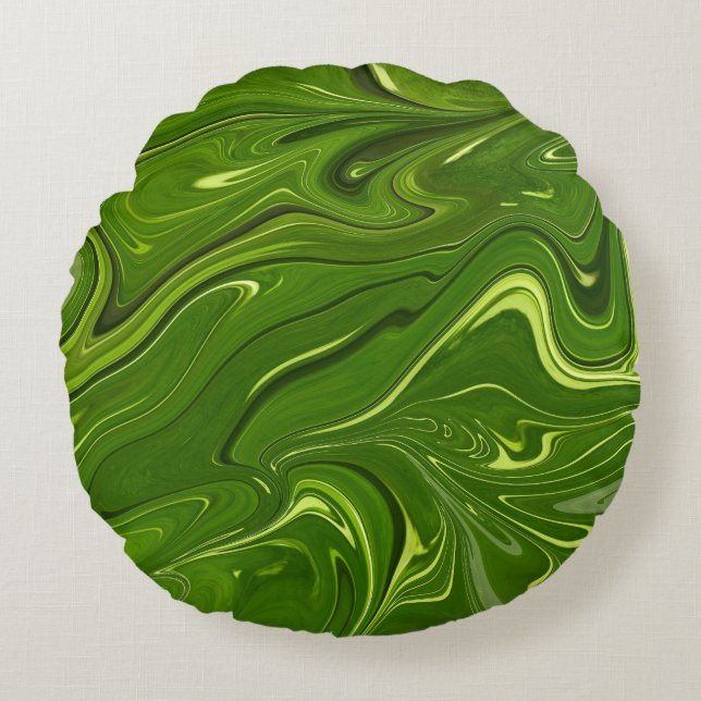 Greenery Swirls Round Pillow (Front)