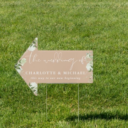 Greenery Tan Wedding This Way Arrow Sign