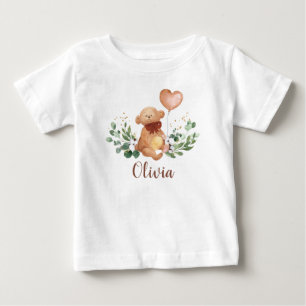 Greenery Teddy Bear Baby Bear Brown Balloon  T-Shirt
