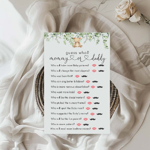 Greenery Teddy Bear Baby Shower "Guess Who" Game