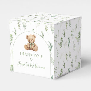 Greenery Teddy Bear Bow Baby Shower Gift Favor Box