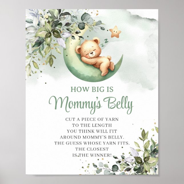Greenery teddy bear How big is Mommy's belly game Poster (Front)