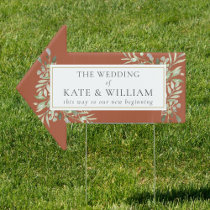 Greenery Terracotta Wedding This Way Arrow Sign