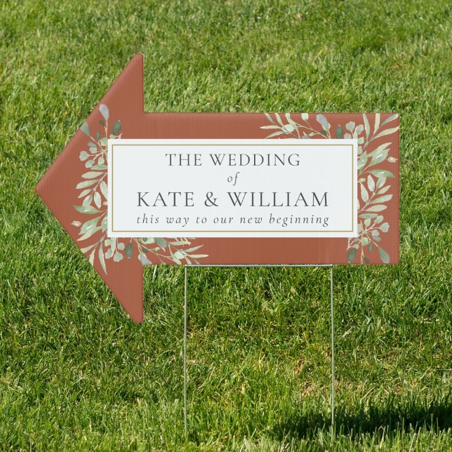 Greenery Terracotta Wedding This Way Arrow Sign (Greenery Terracotta Wedding This Way Arrow Sign)
