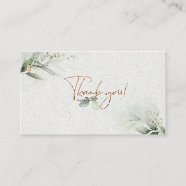 Greenery Thank you card - leaf design (Front)