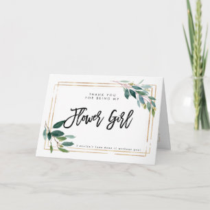 greenery thank you for being my flower girl card