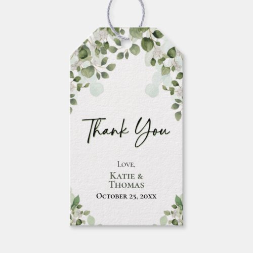 Greenery Thank You Gift Tags for Wedding