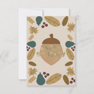 Greenery Thanksgiving Fall Birthday Gold Foil Card