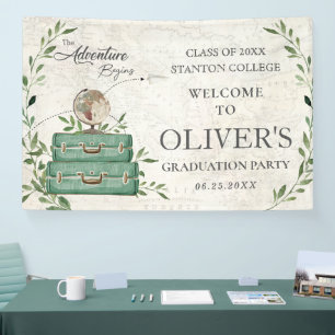 Greenery The Adventure Begins Graduation Welcome Banner