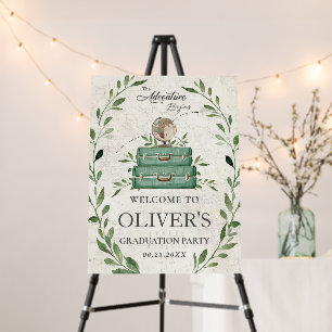 Greenery The Adventure Begins Graduation Welcome Foam Board