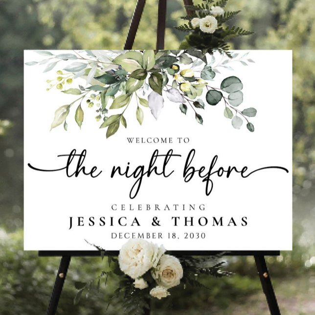 Greenery the night before foam board, welcome sign (Creator Uploaded)