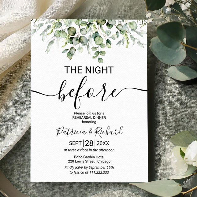 Greenery The Night Before Rehearsal Dinner Invitation (Creator Uploaded)